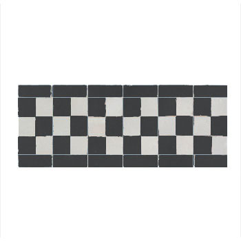 Mosaic House Moroccan tile Dama 6-1 Black White  zellige, mosaic, zellij, border, glaze, simple, squares, classic 